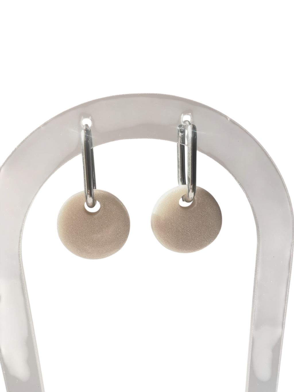 Boucle d'oreille pastille ronde nacré