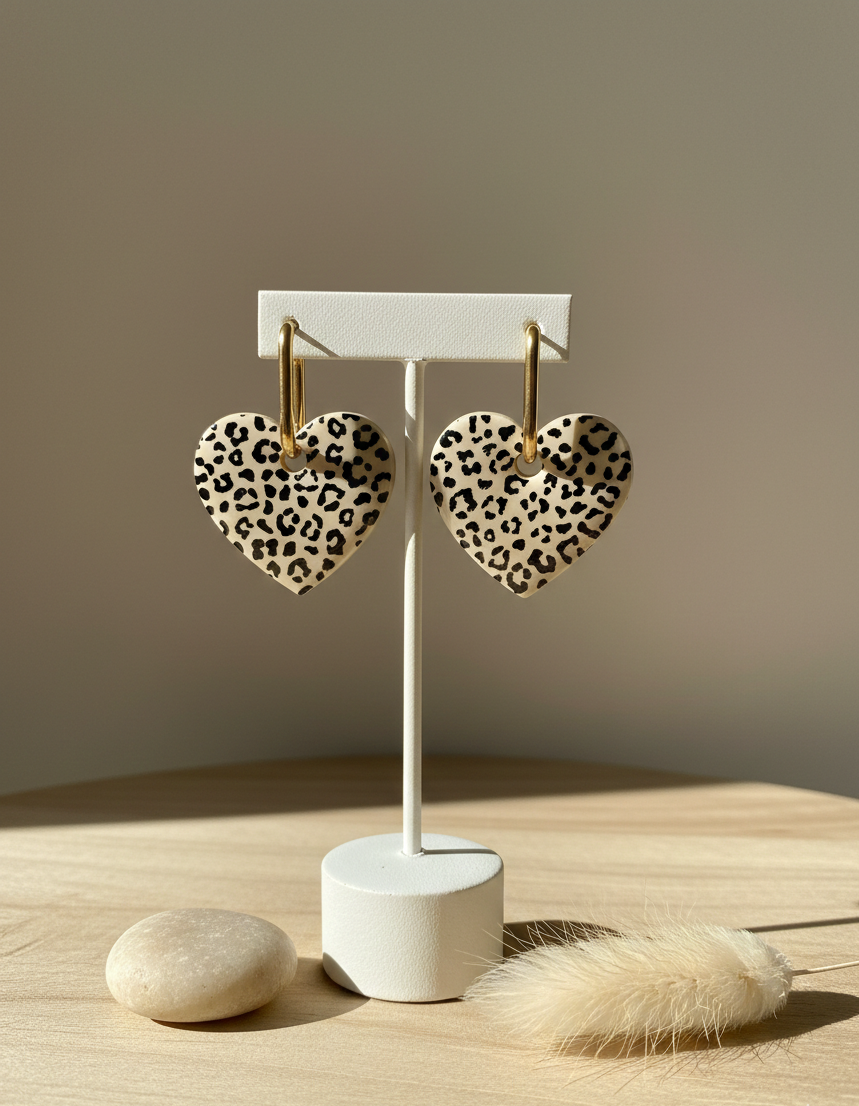 Boucle d'oreille Léopard bijoux fait main par mathilde batut "m cinq créations"