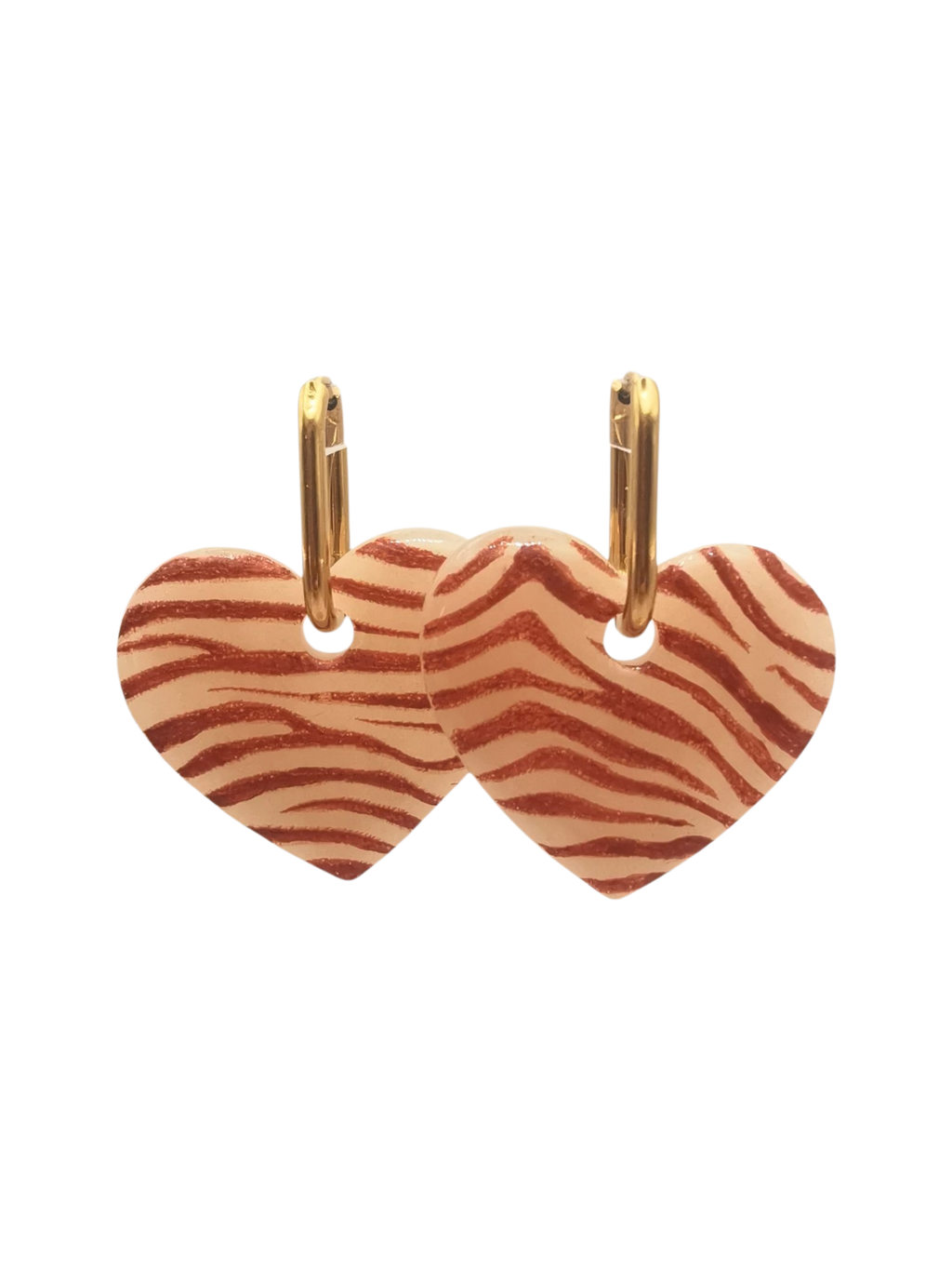 Boiule d'oreille coeur zébré orange et translucide