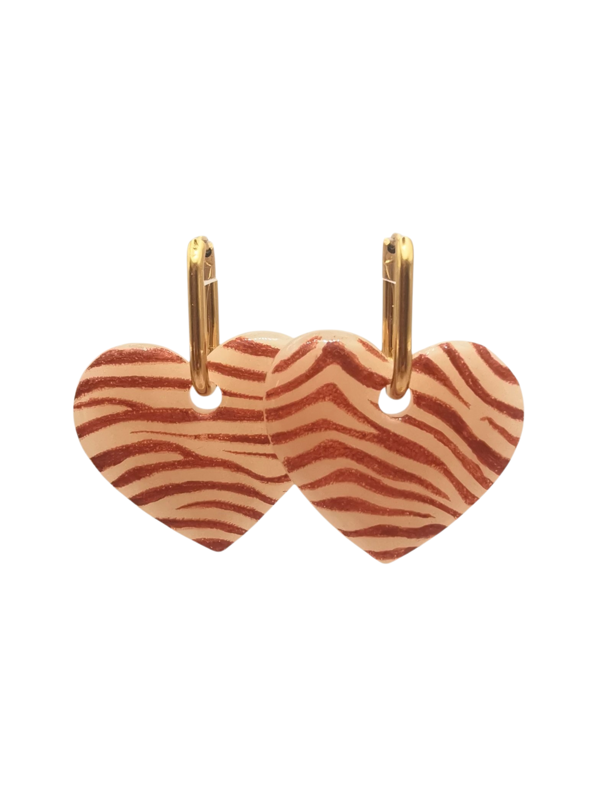 Boiule d'oreille coeur zébré orange et translucide