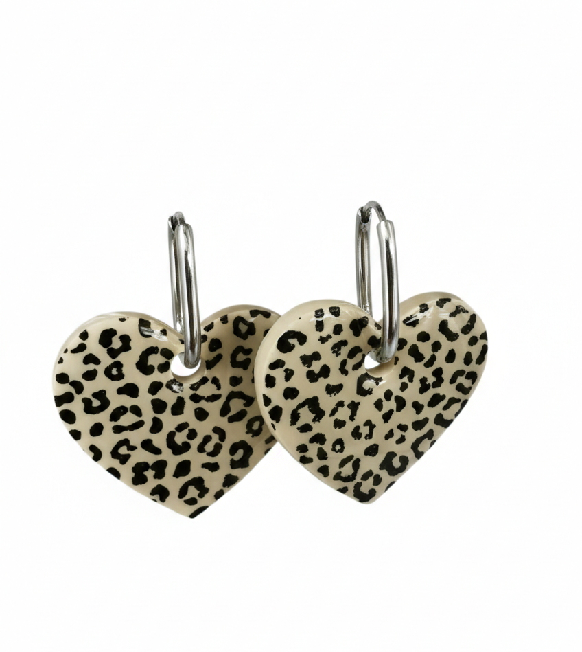 Boucle d'oreille Léopard bijoux fait main créoles argent
