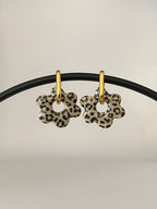 Boucles d'oreilles fleurs motif léopard et couleur au choix