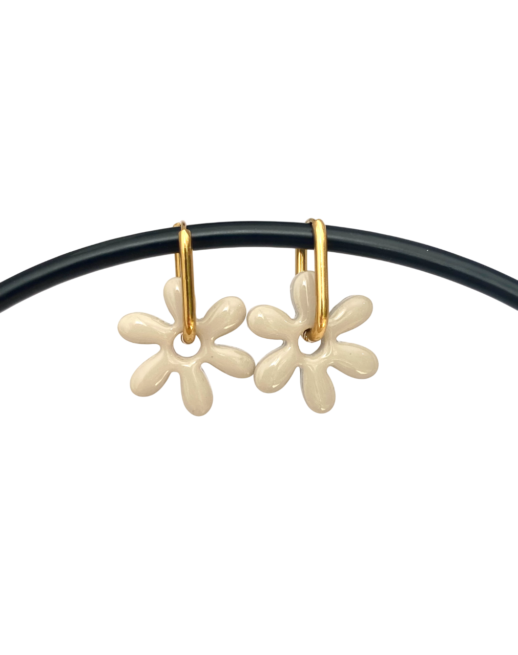 Boucle d'oreille pop flocon beige
