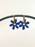 Boucle d'oreille fleur pop bleu made in aveyron