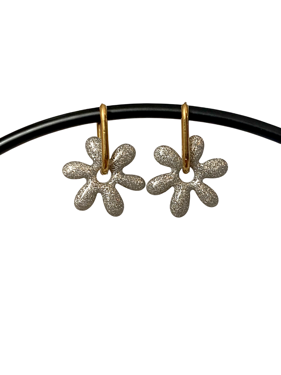 Boucles d'oreilles gris scintillant 