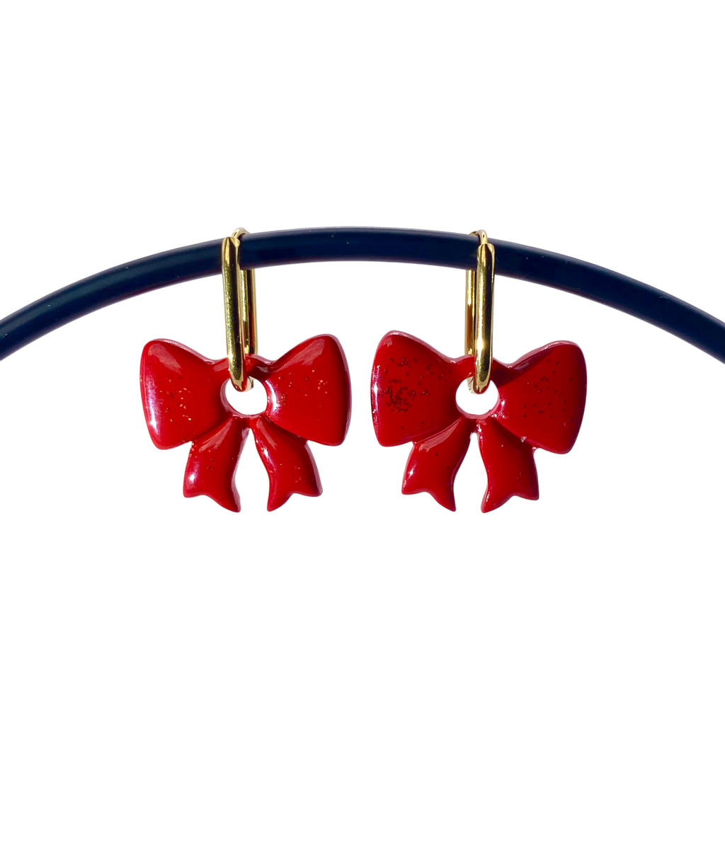 Boucles d’oreilles nœud rouge
