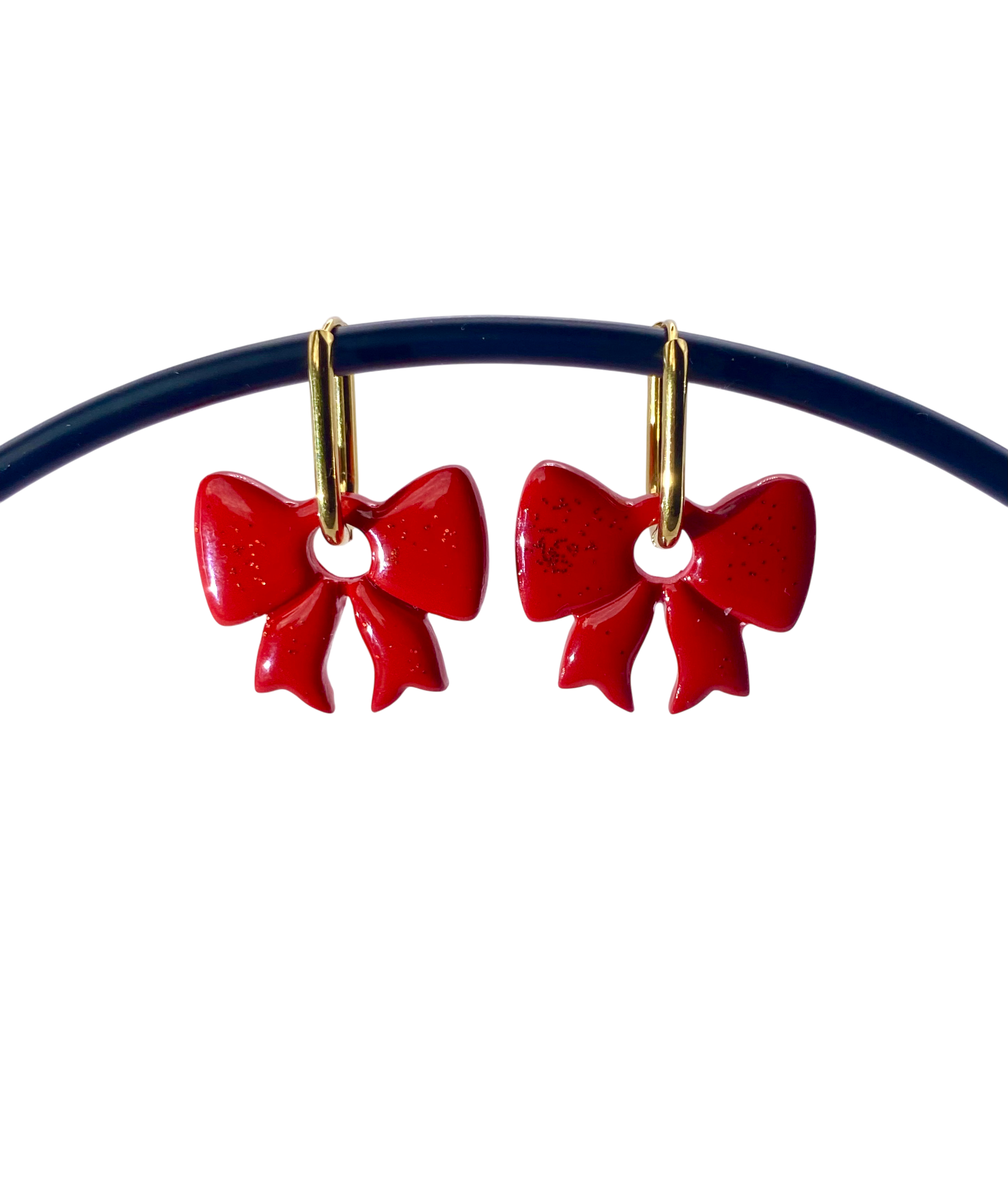 Boucles d’oreilles nœud rouge