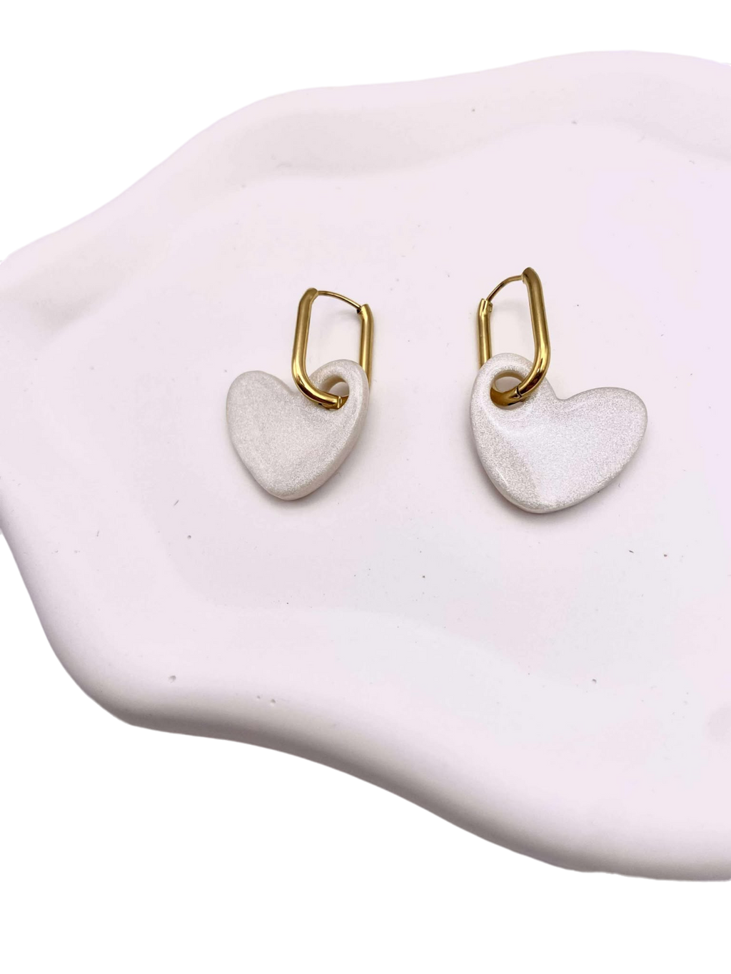 Boucle d'oreille coeur blanc / amour st valentin