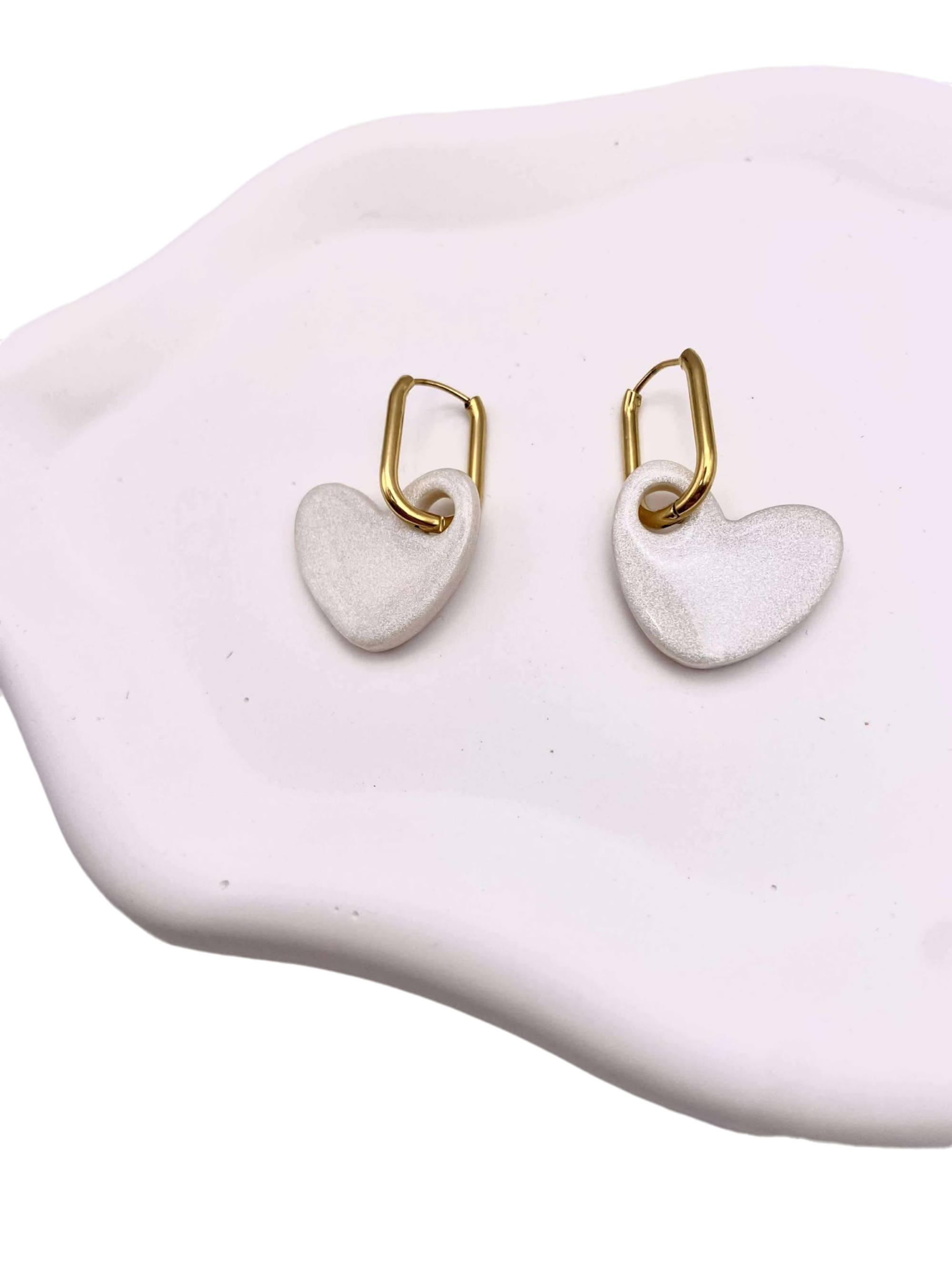 Boucle d'oreille coeur blanc / amour st valentin