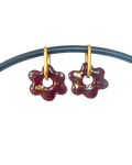 Boucle d'oreille bordeaux et or