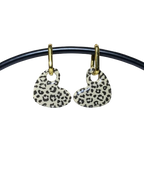 Boucles d'oreilles coeur léopard - beige noir
