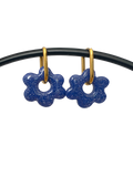 Boucles d'Oreilles Fleur Bleu Pailleté - Avec ou sans créoles