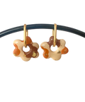 Boucle d'oreille beige marron et orange
