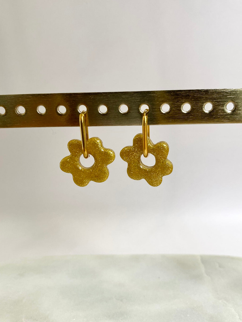 Boucle Fleur or pailleté