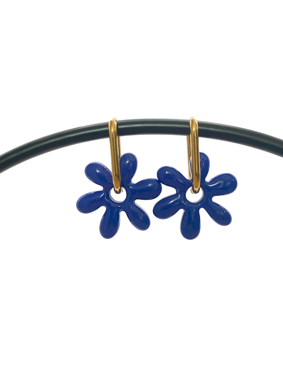 Boucle d'oreille fleur pop bleu