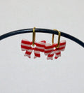 Boucles d'Oreilles Noeud Rayé Rouge et Blanc