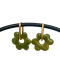 Boucles d'Oreilles Créoles Fleur mix Vert 