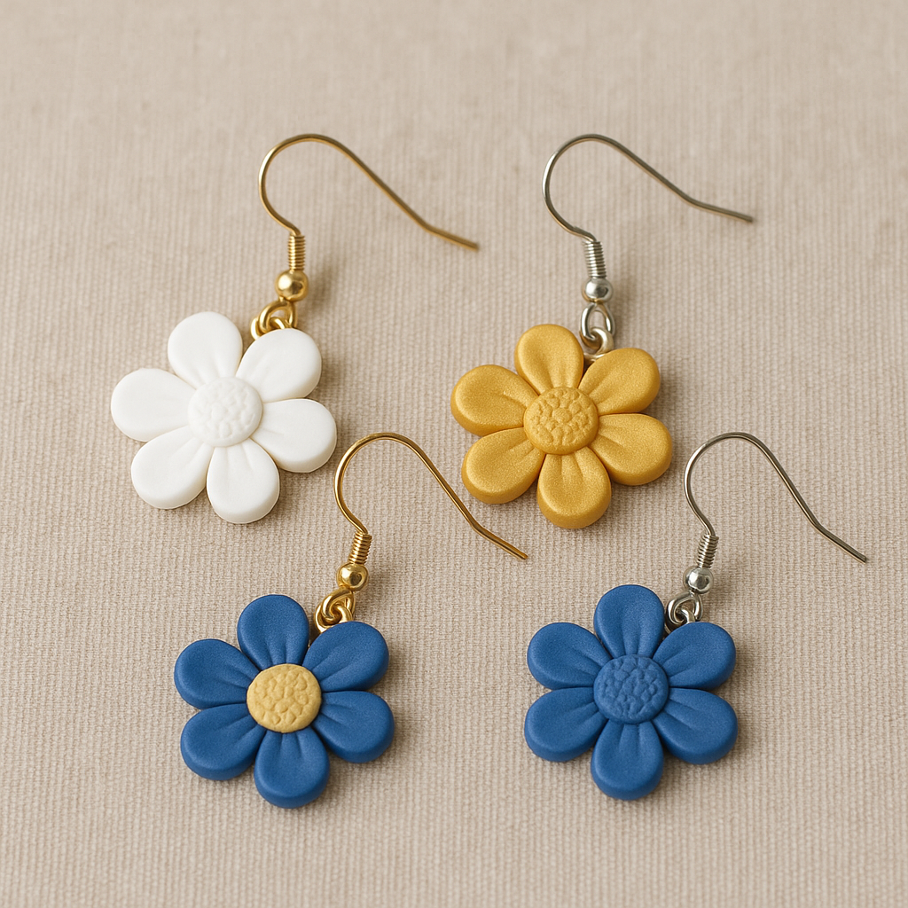 Boucles d'oreilles fleurs motif au choix