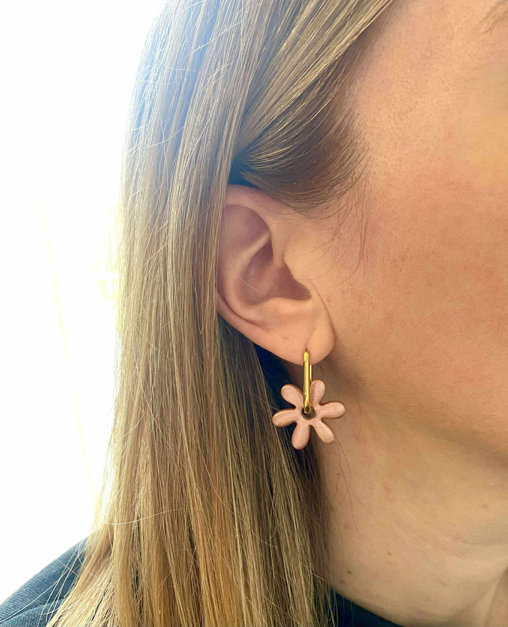 Boucle d'oreille rose paillette m5créations