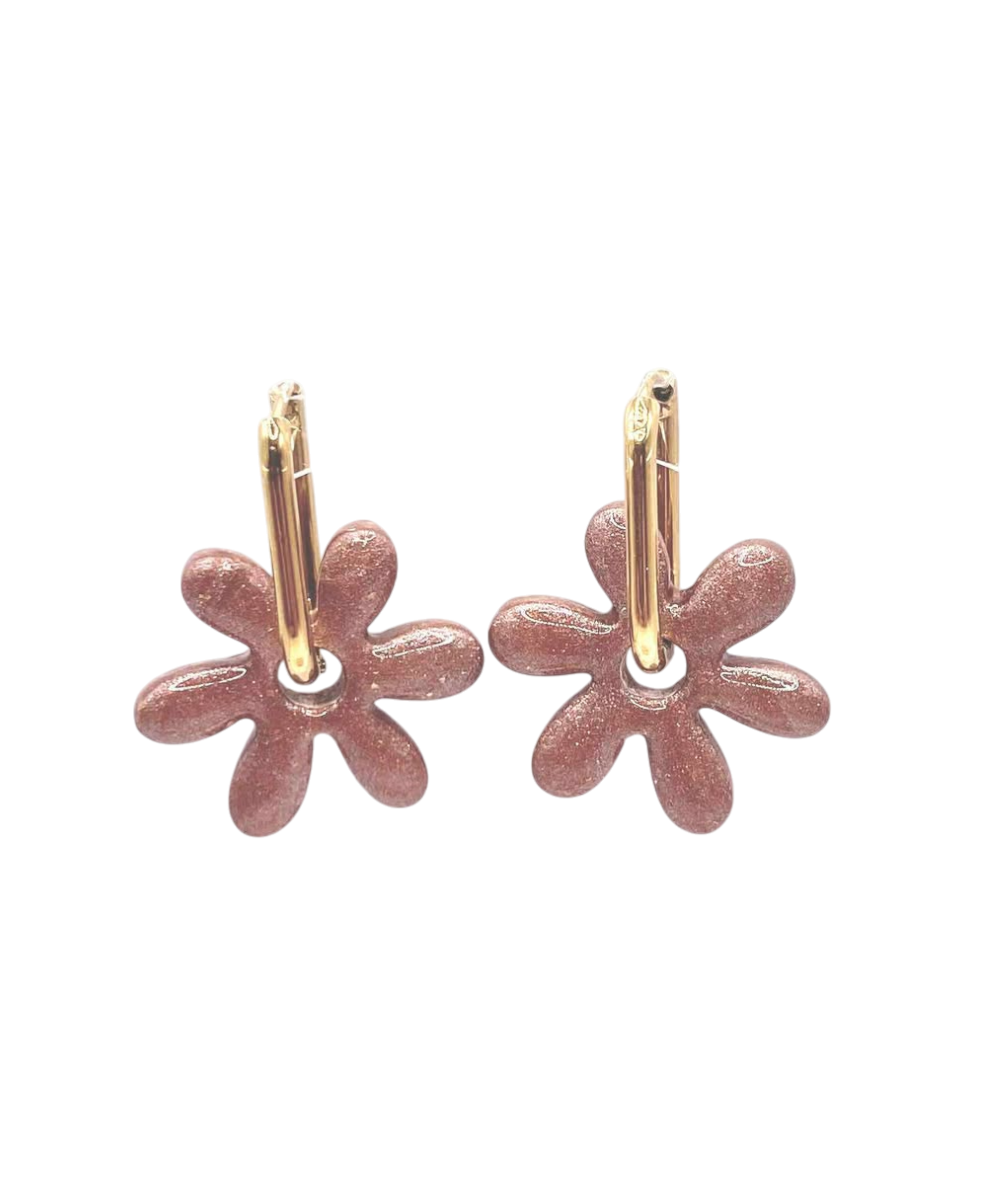 Boucle d'oreille rose paillette