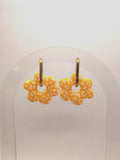 Boucles d'Oreilles Fleur léopard jaune, Bijou Fait Main en France, Acier Inoxydable 304L