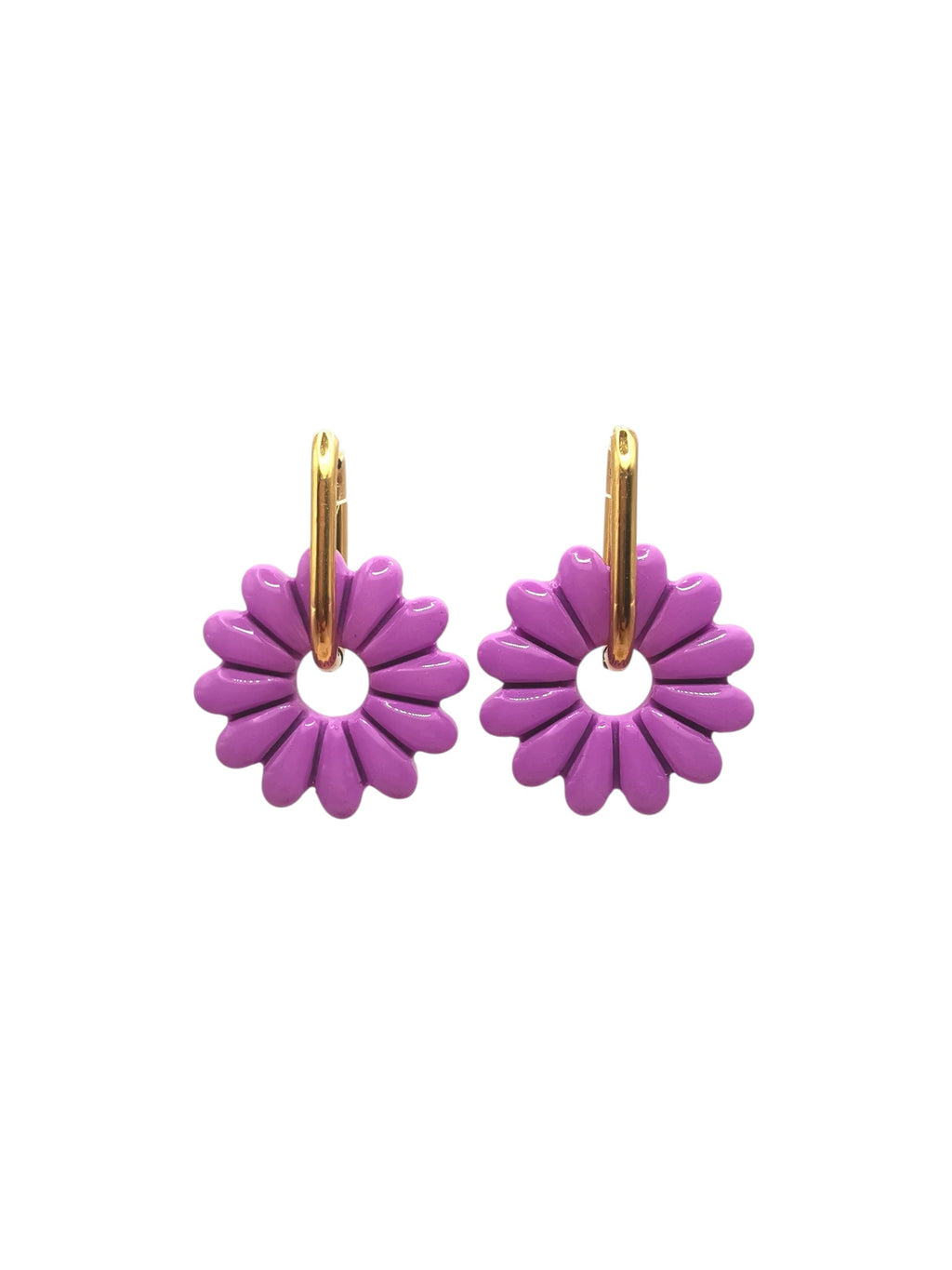 Boucles d'Oreilles Marguerite lilas, Bijou Fait Main en France, Acier Inoxydable 304L
