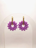 Boucles d'Oreilles Marguerite lilas, Bijou Fait Main en France, Acier Inoxydable 304L