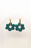 Boucles d'Oreilles Fleur vert émeraude, Bijou Fait Main en France, Acier Inoxydable 304L