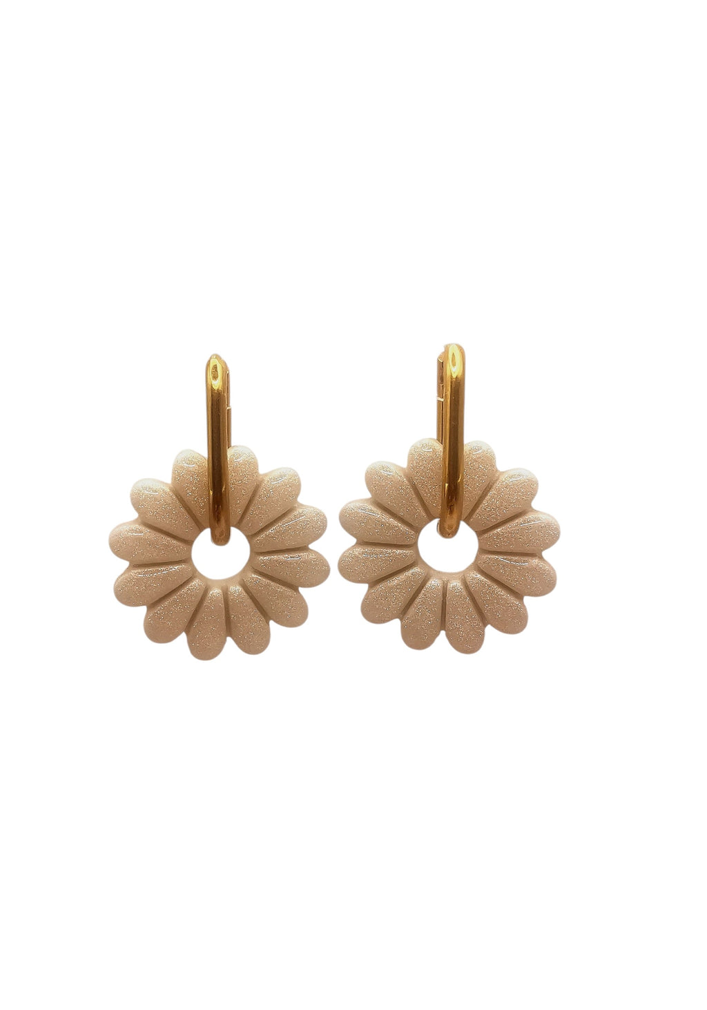 Boucles d'Oreilles Marguerite blanche nacrée, Bijou Fait Main en France, Acier Inoxydable 304L