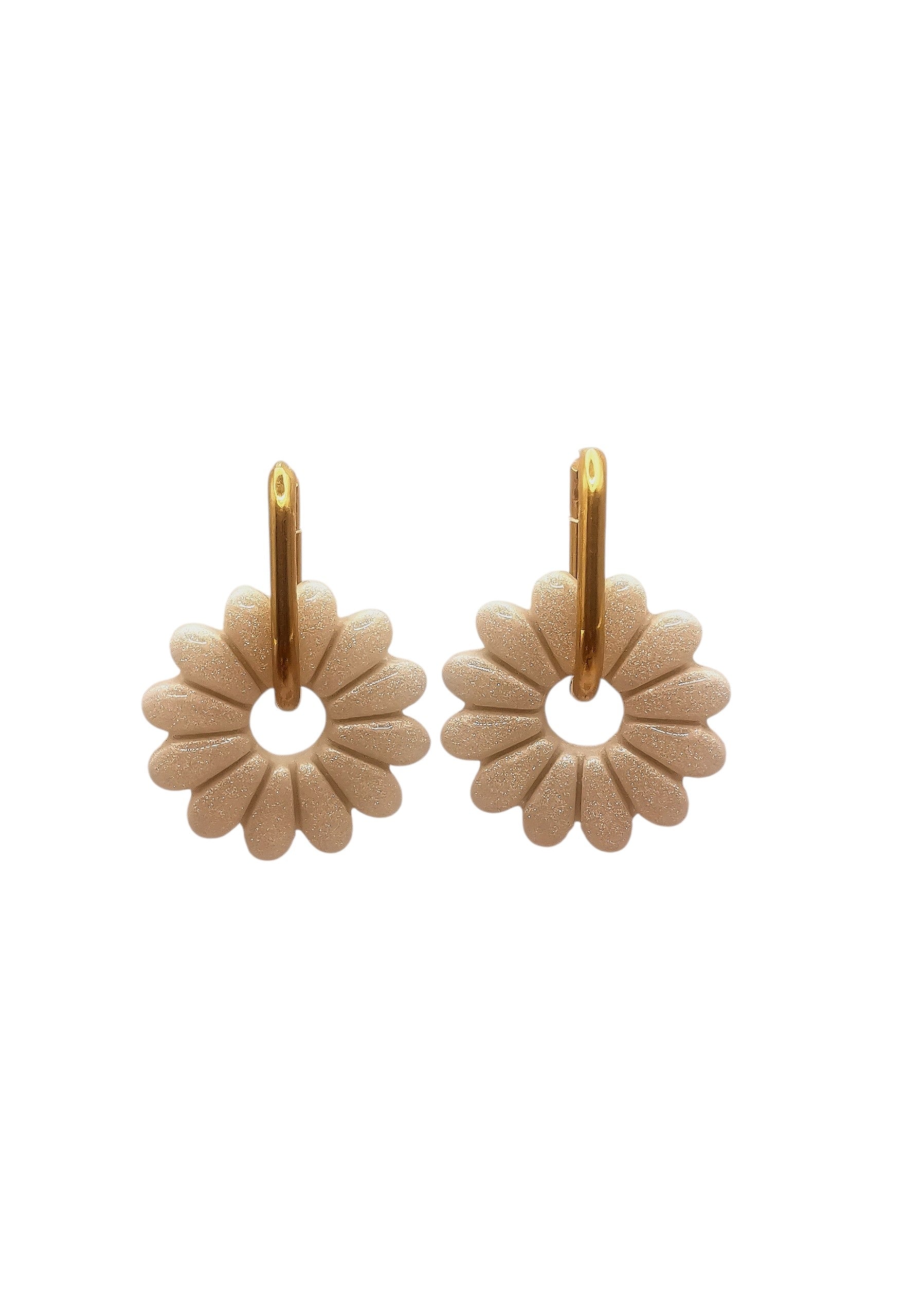 Boucles d'Oreilles Marguerite blanche nacrée, Bijou Fait Main en France, Acier Inoxydable 304L
