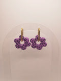 Boucles d'Oreilles Fleur léopard lilas, Bijou Fait Main en France, Acier Inoxydable 304L