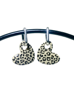 Boucles d'oreilles coeur léopard - beige noir