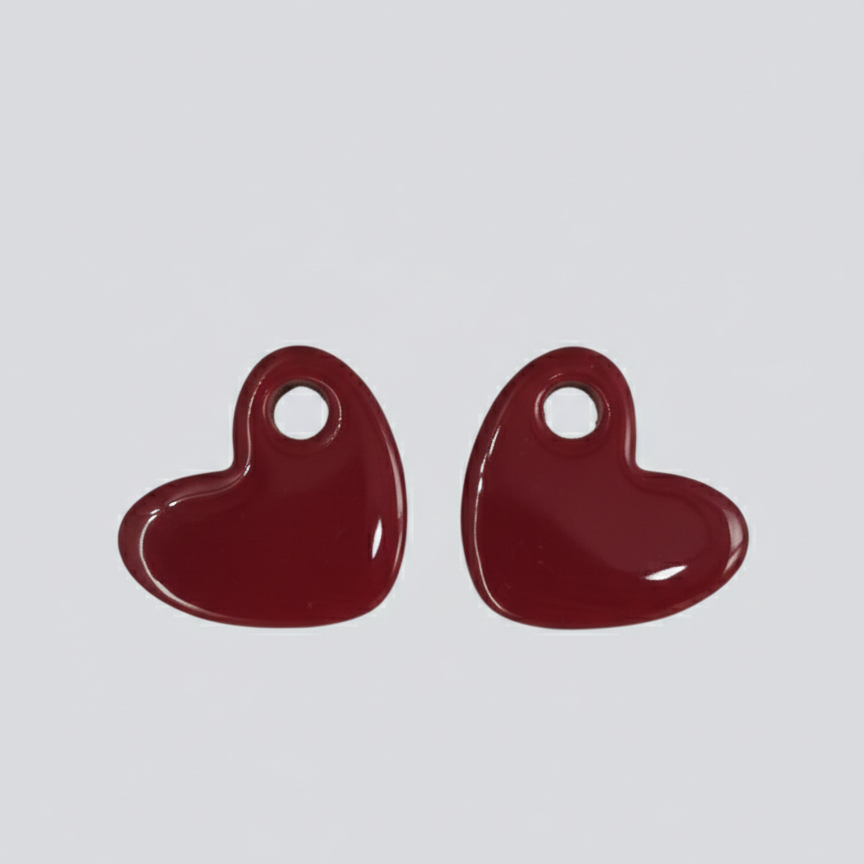 Pampille d'oreille seule pour boucle d'oreille coeur bordeaux