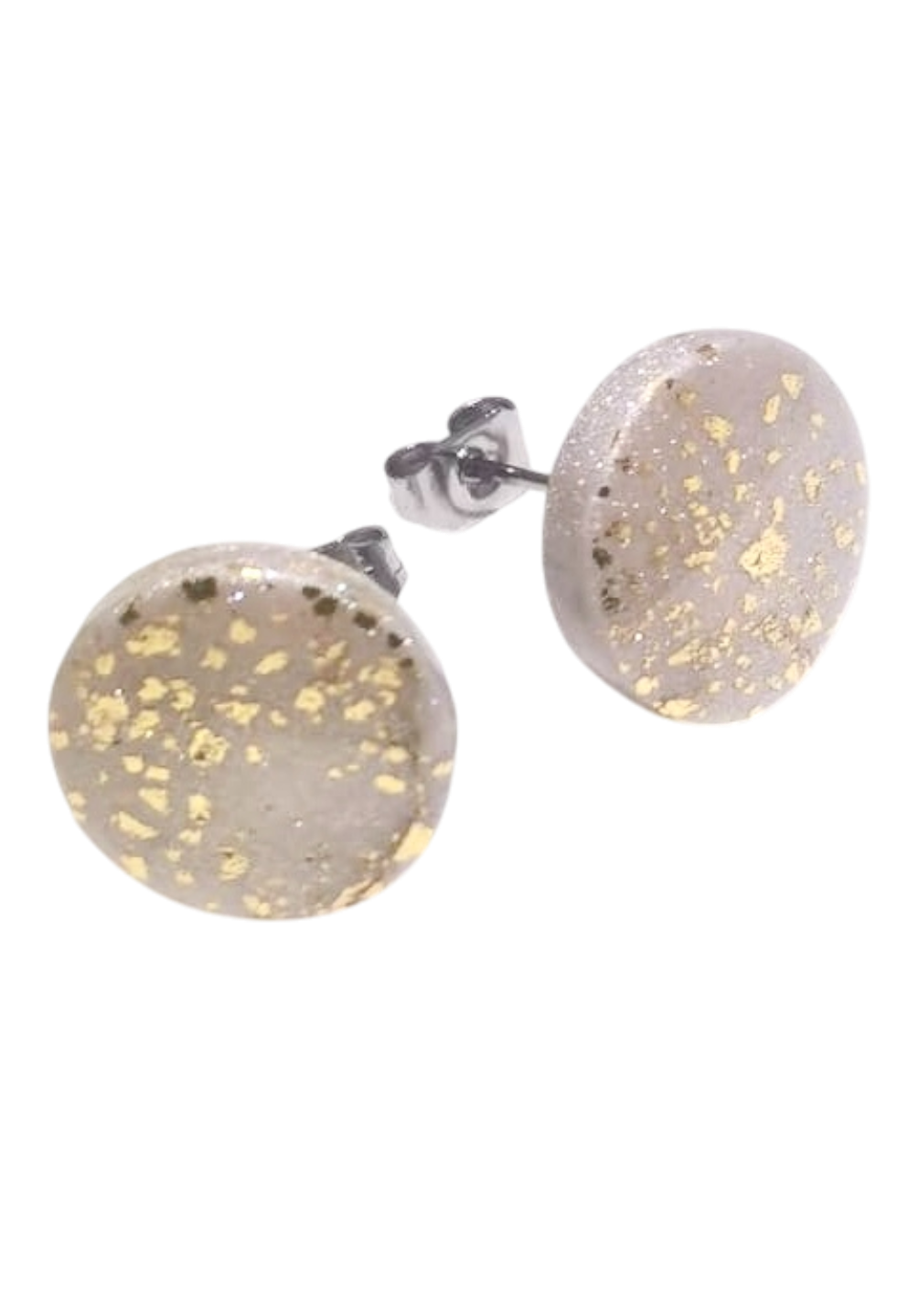 Puces d'oreille rondes blanc nacrée