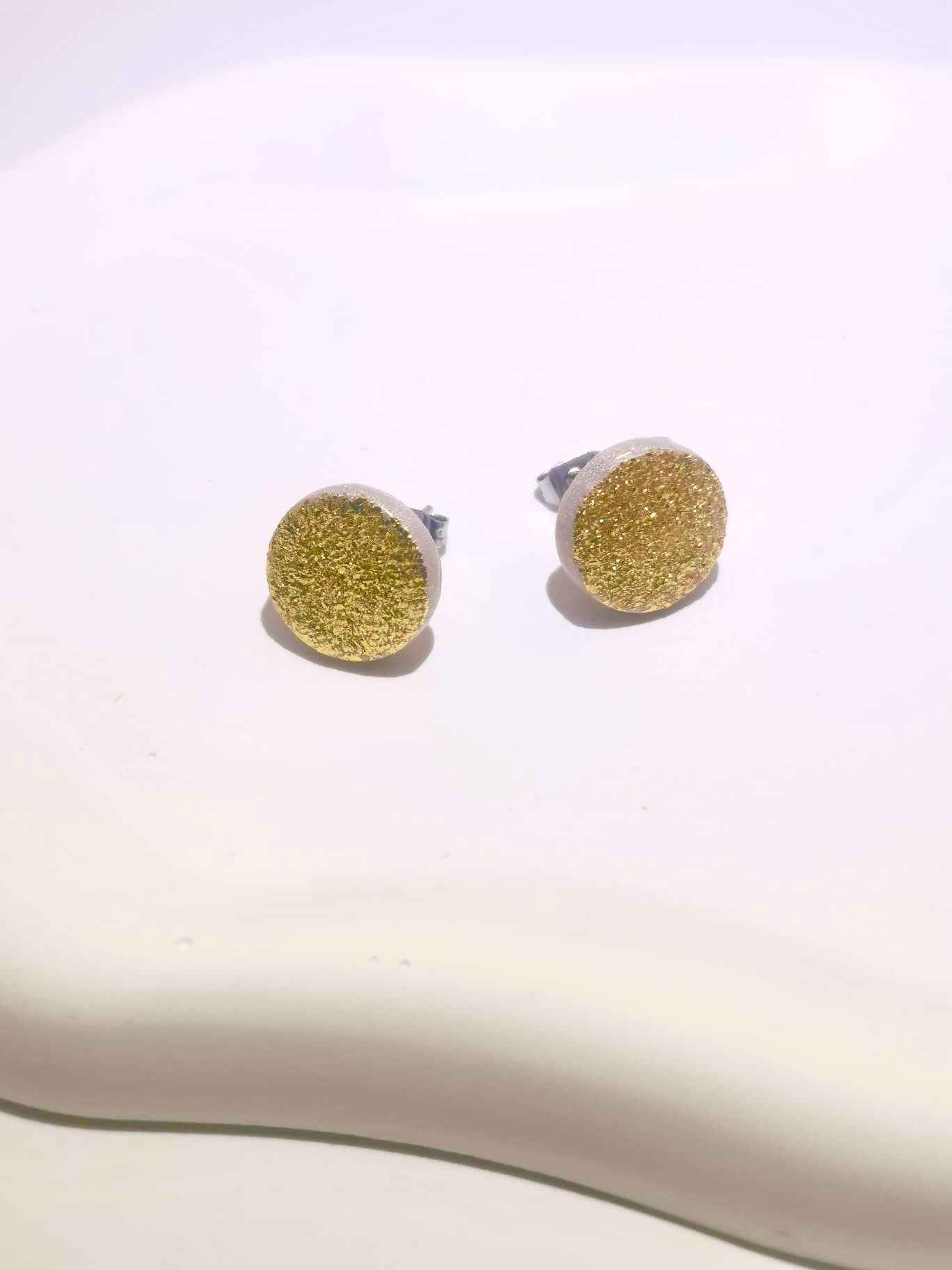 Puce d'oreille feuille d'or clou inox m cinqcreations
